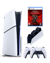 Приставка Sony Playstation 5 slim 1 Tb+2-ой геймпад(белый)+зарядное+Shadows