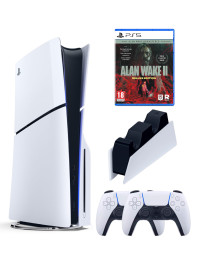Приставка Sony Playstation 5 slim 1 Tb+2-ой геймпад(белый)+зарядное+Alan Wake II