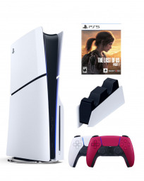 Приставка Sony Playstation 5 slim 1 Tb+2-ой геймпад(красный)+зарядное+Один из нас