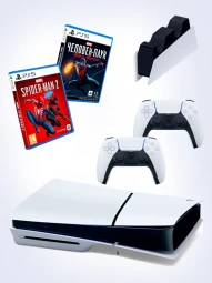 Игровая приставка Sony PlayStation 5 Slim disc + зарядное + игра Spider-Man2 + игра Marvel Человек паук