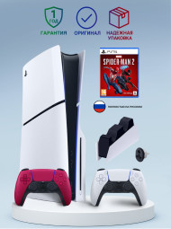 Приставка Sony Playstation 5 slim 1 Tb+2-ой геймпад(красный)+зарядное+Человек Паук 2 Приставка Sony Playstation 5 slim 1 Tb+2-ой геймпад(красный)+зарядное+Человек Паук 2