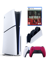 Приставка Sony Playstation 5 slim 1 Tb+2-ой геймпад(красный)+зарядное+Alan Wake II