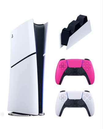 Игровая консоль Sony PlayStation 5 Slim Digital(без дисковода)+2-ой геймпад(pink)+зарядка Игровая консоль Sony PlayStation 5 Slim Digital(без дисковода)+2-ой геймпад(pink)+зарядка