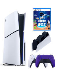 Приставка Sony Playstation 5 slim 1 Tb+2-ой геймпад(пурпурный)+зарядное+Astrobot