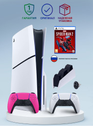 Приставка Sony Playstation 5 slim 1 Tb+2-ой геймпад(розовый)+зарядное+Человек Паук 2 Приставка Sony Playstation 5 slim 1 Tb+2-ой геймпад(розовый)+зарядное+Человек Паук 2