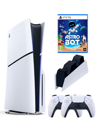 Приставка Sony Playstation 5 slim 1 Tb+2-ой геймпад(белый)+зарядное+Astrobot