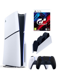 Приставка Sony Playstation 5 slim 1 Tb+2-ой геймпад(черный)+зарядное+Gran Turismo 7