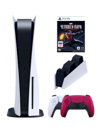 Игровая приставка Sony PlayStation 5 (3-ревизия)+2-й геймпад(красный)+зарядное+Майлз Моралес, 825 ГБ