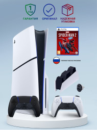 Приставка Sony Playstation 5 slim 1 Tb+2-ой геймпад(черный)+зарядное+Человек Паук 2