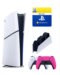 Приставка Sony Playstation 5 slim 1 Tb+2-ой геймпад(розовый)+зарядное+Делюкс 12 месяцев
