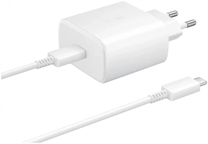 Сетевое зарядное устройство Samsung EP-TA845 + кабель USB Type-C, 45 Вт, белый