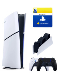 Приставка Sony Playstation 5 slim 1 Tb+2-ой геймпад(черный)+зарядное+Делюкс 12 месяцев
