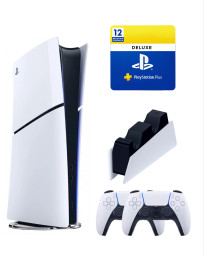 Приставка Sony Playstation 5 slim 1 Tb+2-ой геймпад(белый)+зарядное+Делюкс 12 месяцев