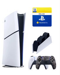 Приставка Sony Playstation 5 slim 1 Tb+2-ой геймпад(камо)+зарядное+Делюкс 12 месяцев