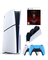 Приставка Sony Playstation 5 slim 1 Tb+2-ой геймпад(голубой)+зарядное+Diablo IV