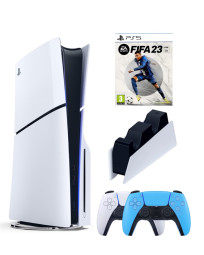 Приставка Sony Playstation 5 slim 1 Tb+2-ой геймпад(голубой)+зарядное+Fifa 23