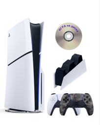 Приставка Sony Playstation 5 slim 1 Tb+2-ой геймпад(камуфляж)+зарядное+Игра на диске