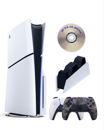 Приставка Sony Playstation 5 slim 1 Tb+2-ой геймпад(камуфляж)+зарядное+Игра на диске