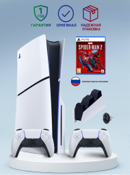 Приставка Sony Playstation 5 slim 1 Tb+2-ой геймпад(белый)+зарядное+Человек-Паук 2 Приставка Sony Playstation 5 slim 1 Tb+2-ой геймпад(белый)+зарядное+Человек-Паук 2