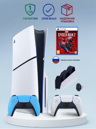 Приставка Sony Playstation 5 slim 1 Tb+2-ой геймпад(голубой)+зарядное+Человек Паук 2 Приставка Sony Playstation 5 slim 1 Tb+2-ой геймпад(голубой)+зарядное+Человек Паук 2