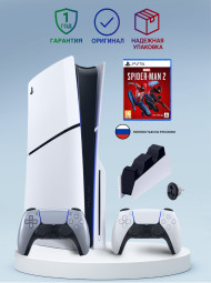 Приставка Sony Playstation 5 slim 1 Tb+2-ой геймпад(Silver)+зарядное+Человек Паук 2 Приставка Sony Playstation 5 slim 1 Tb+2-ой геймпад(Silver)+зарядное+Человек Паук 2