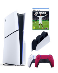 Приставка Sony Playstation 5 slim 1 Tb+2-ой геймпад(красный)+зарядное+FC25